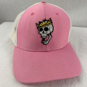 Knuckleheads Trucker Hat Womens Pink White Skull Crown Patch Snapback